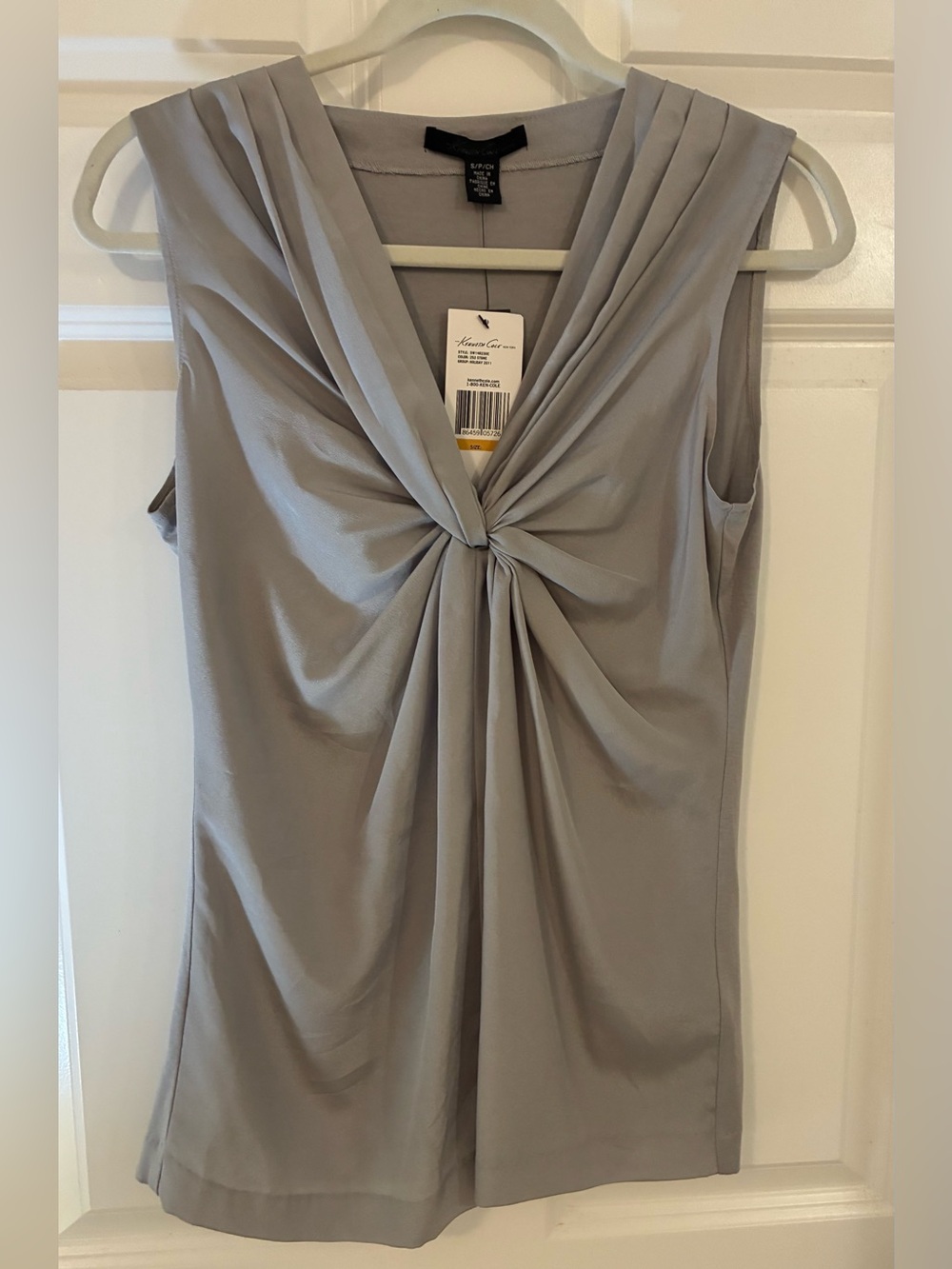 NEW Kenneth Cole New York Twist-Front Sleeveless Camisole in Light Gray Small